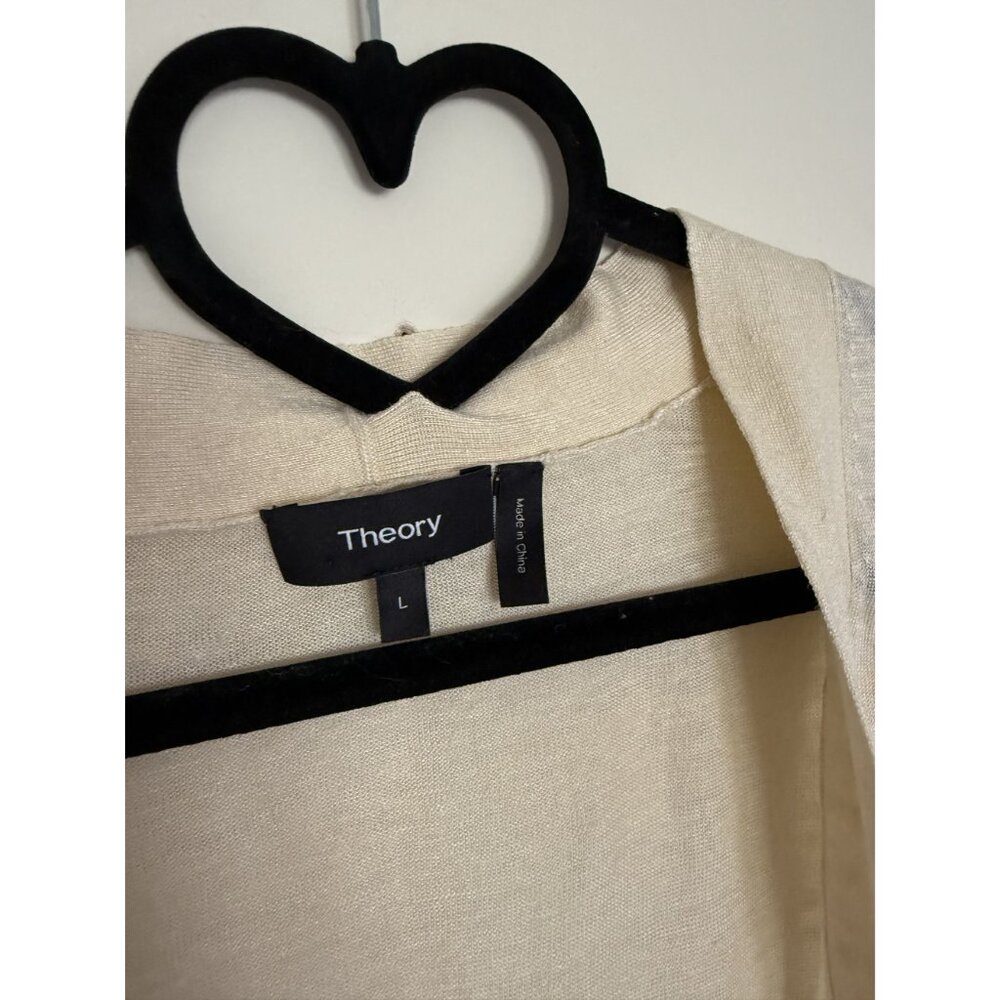Theory Women's Waterfall Sag Harbor Yellow Linen Blend Cardigan Size large - Picture 4 of 7